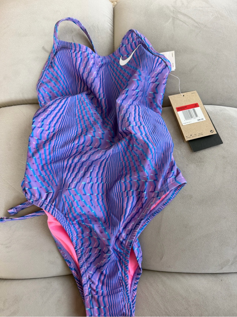 Nike Purple and Pink Patterned One-Piece Swimsuit size 28 NEW